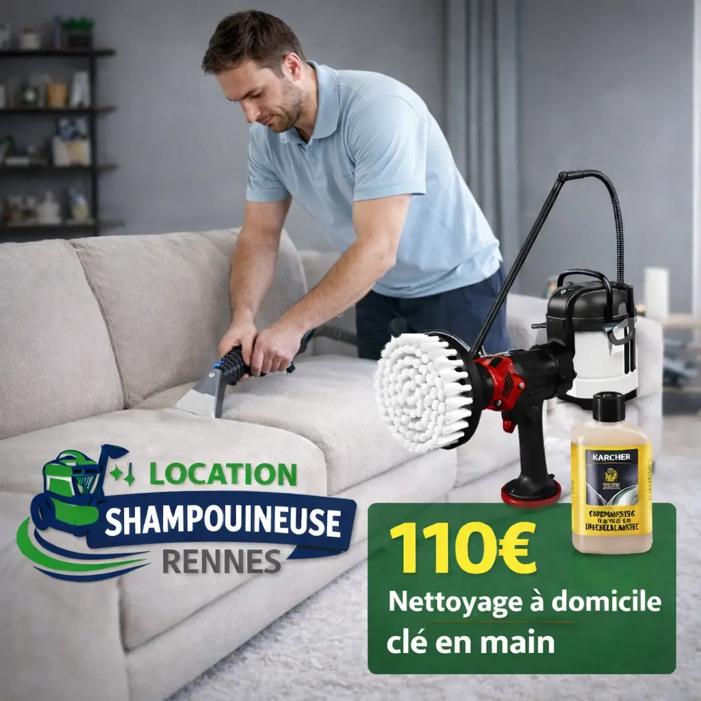 Nettoyage de canapé à domicile à Rennes avec shampouineuse professionnelle – prestation clé en main